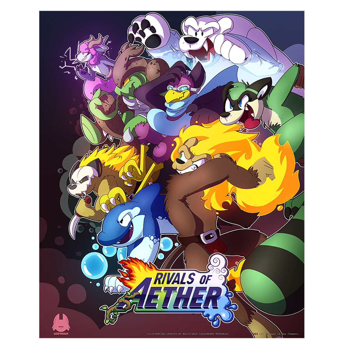 Rivals of Aether Wolfiisaur - Poster Print